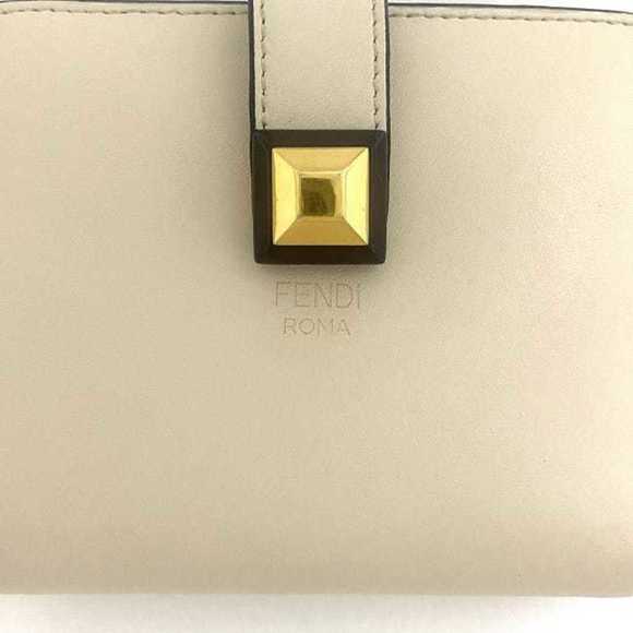 Fendi bi-fold wallet beige gold orange 8M0386 studded leather FENDI mini women's - Picture 4 of 10